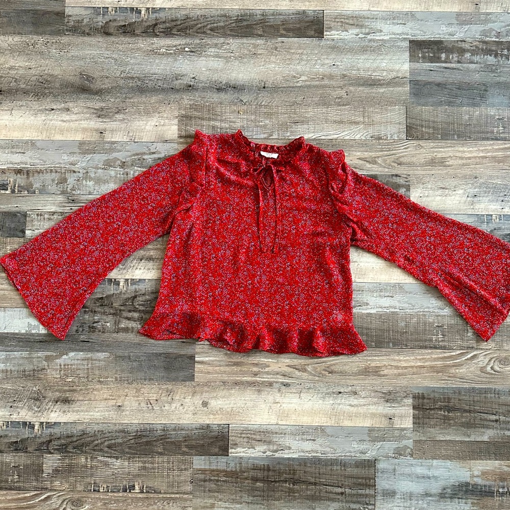 NEW Easel Los Angeles floral BLOUSE - Red size Small